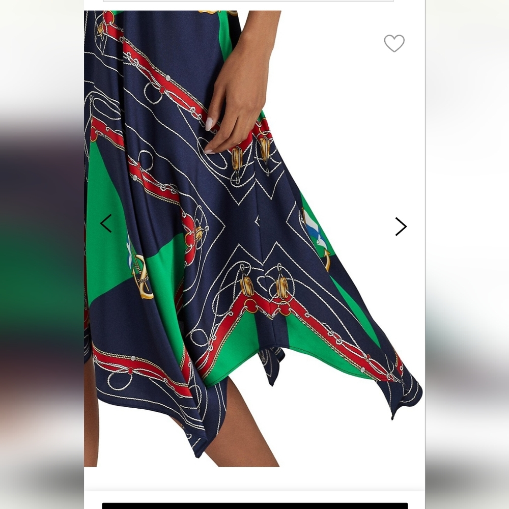 Lauren Ralph Nautical-Print Handkerchief-Hem Midi Skirt - Picture 3 of 6